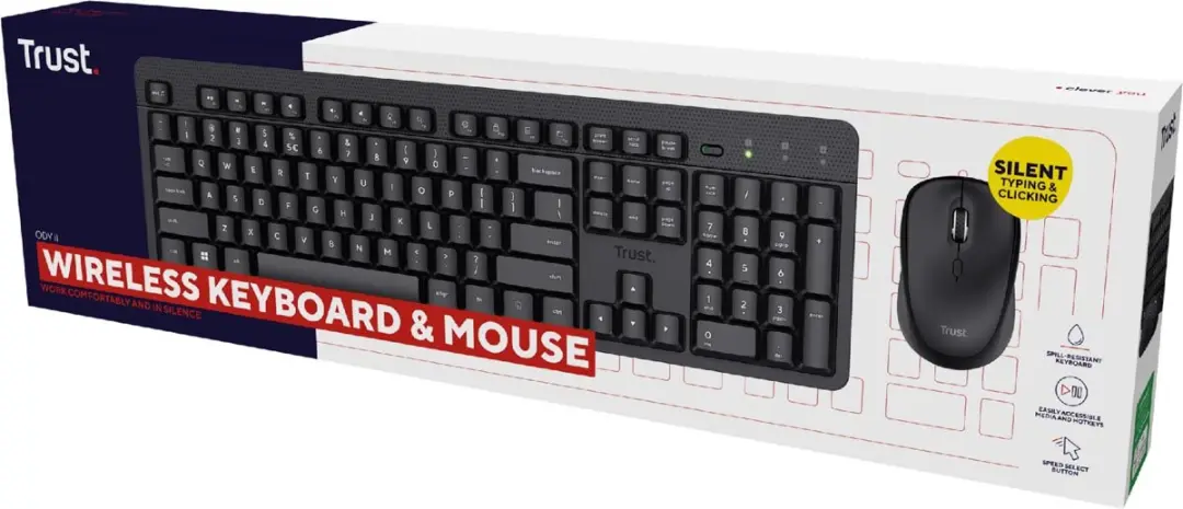 Trust ODY V2 Draadloos Toetsenbord & Muis Set AZERTY - 3 Knoppen - Zwart - afbeelding 6 van 6