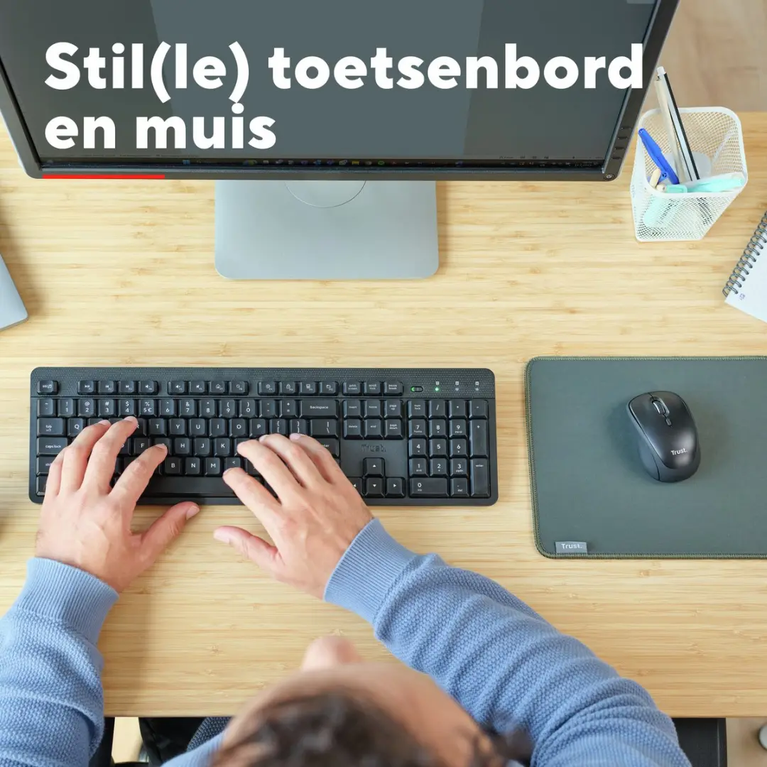 Trust ODY V2 Draadloos Toetsenbord & Muis Set AZERTY - 3 Knoppen - Zwart