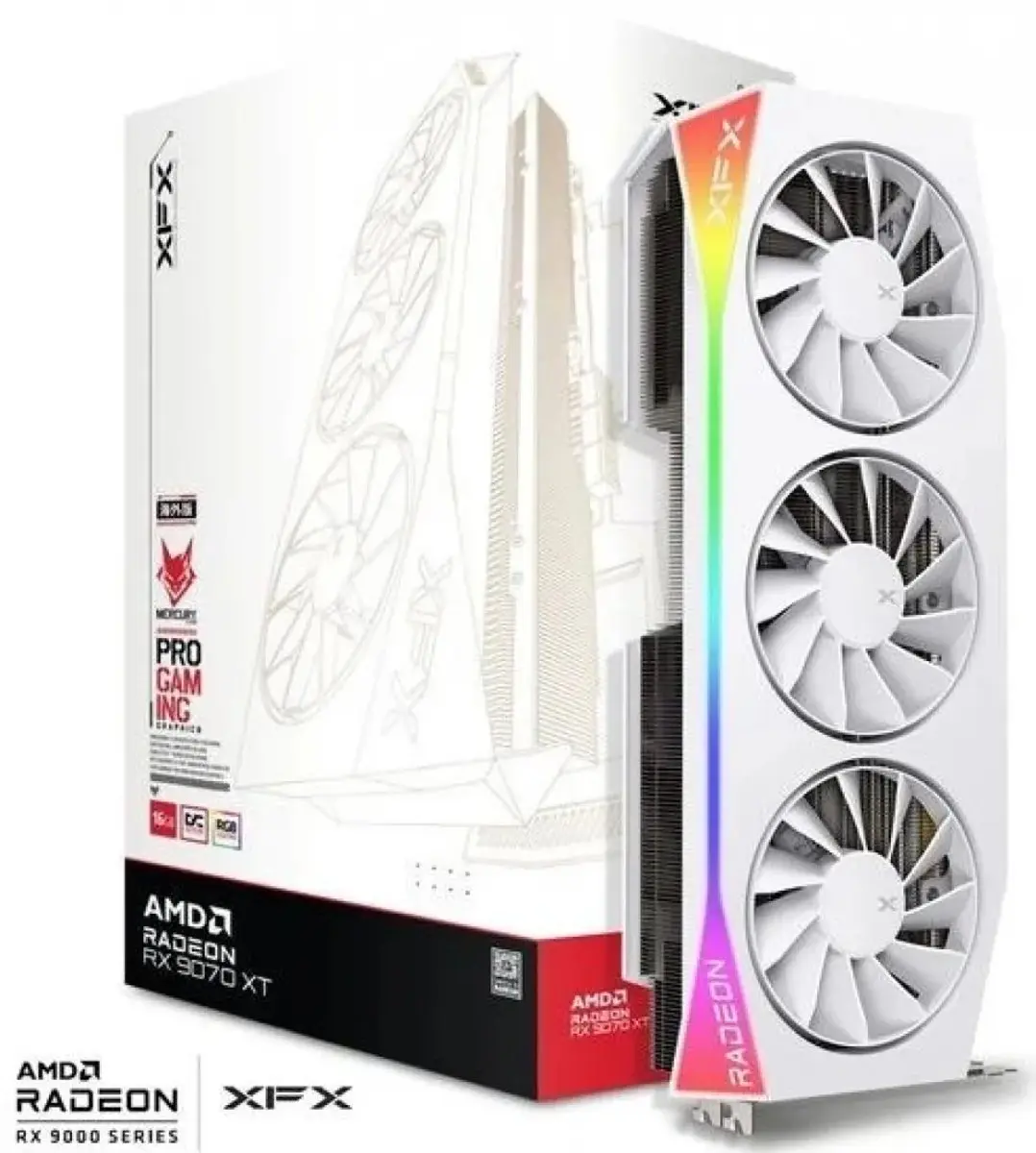 XFX Mercury RX 9070 XT OC White - 16GB GDDR6 Gaming Videokaart