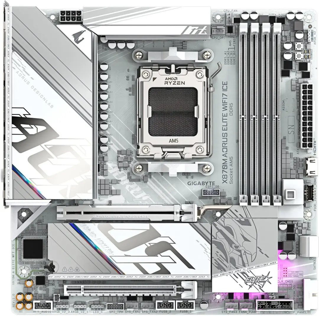 Gigabyte X870M Aorus Elite Wifi7 Ice AM5 - microATX