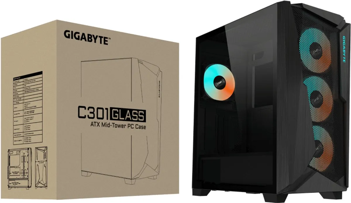 Gigabyte C301 Glass Midi Tower - Zwart