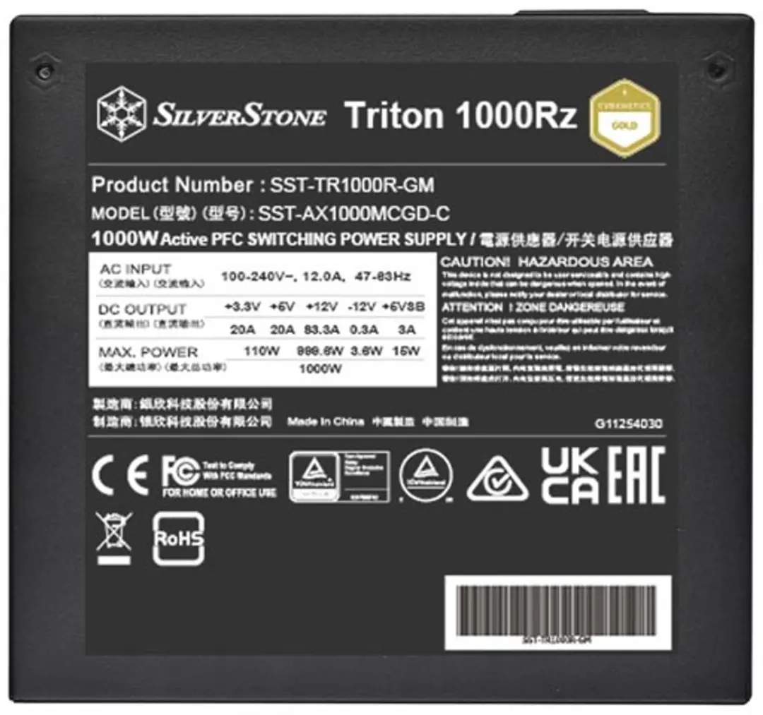 SilverStone Triton 1000Rz SST-TR1000R-GM - 1000W Voeding - Zwart