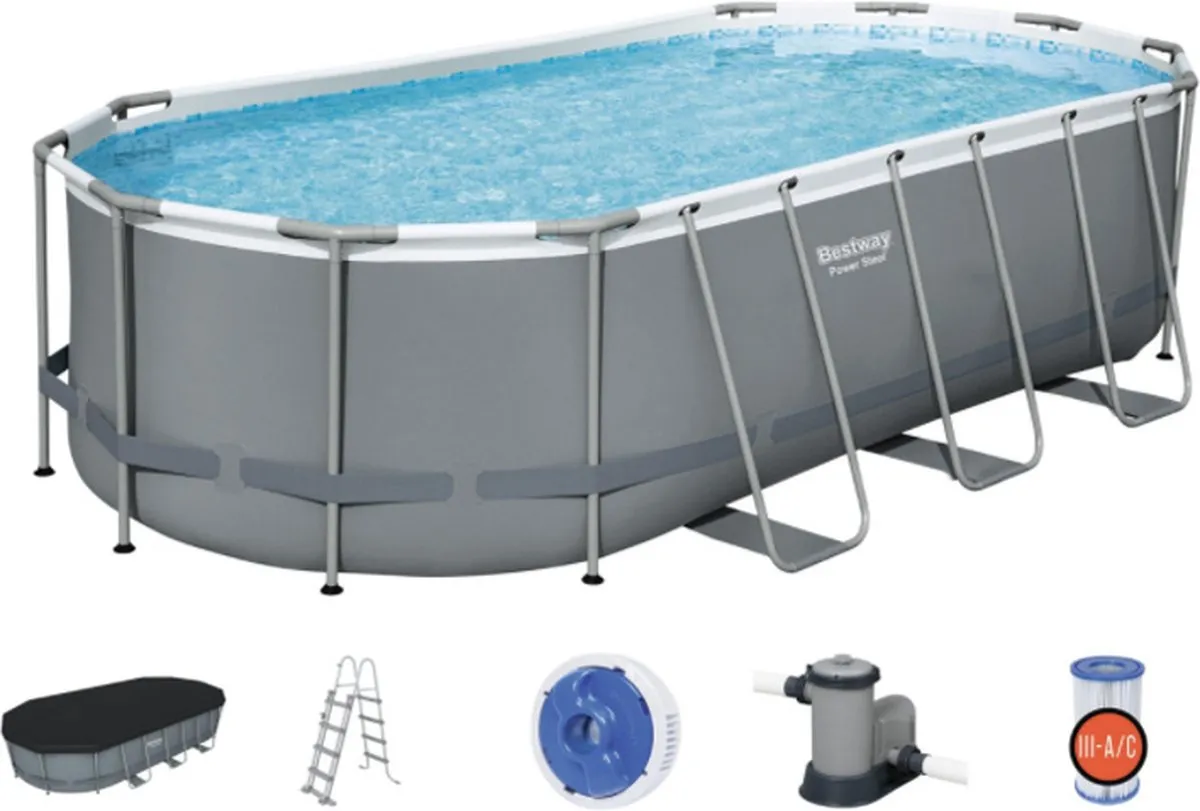 Bestway Power Steel ALP 70.200.24.158 Opzetzwembad 549x274x122cm - 13.430L - Grijs - afbeelding 6 van 6