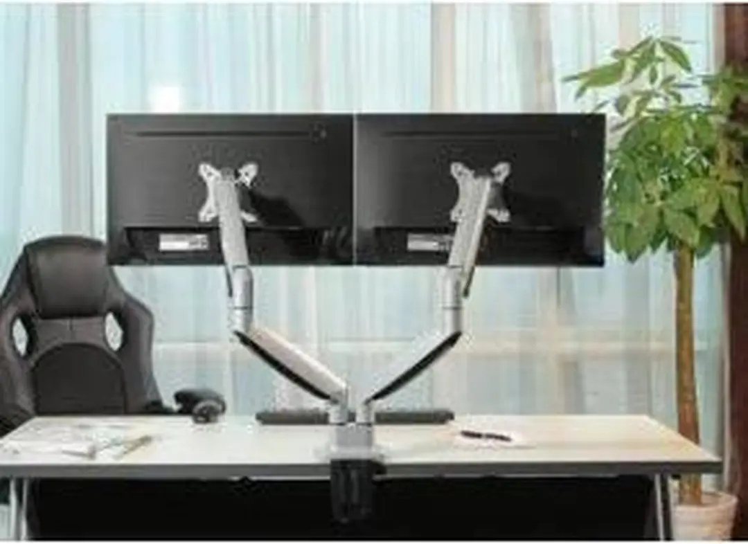 Neomounts FPMA-D750DSILVER Monitorarm 2 schermen 10-32" - 2-8kg/scherm - Zilver