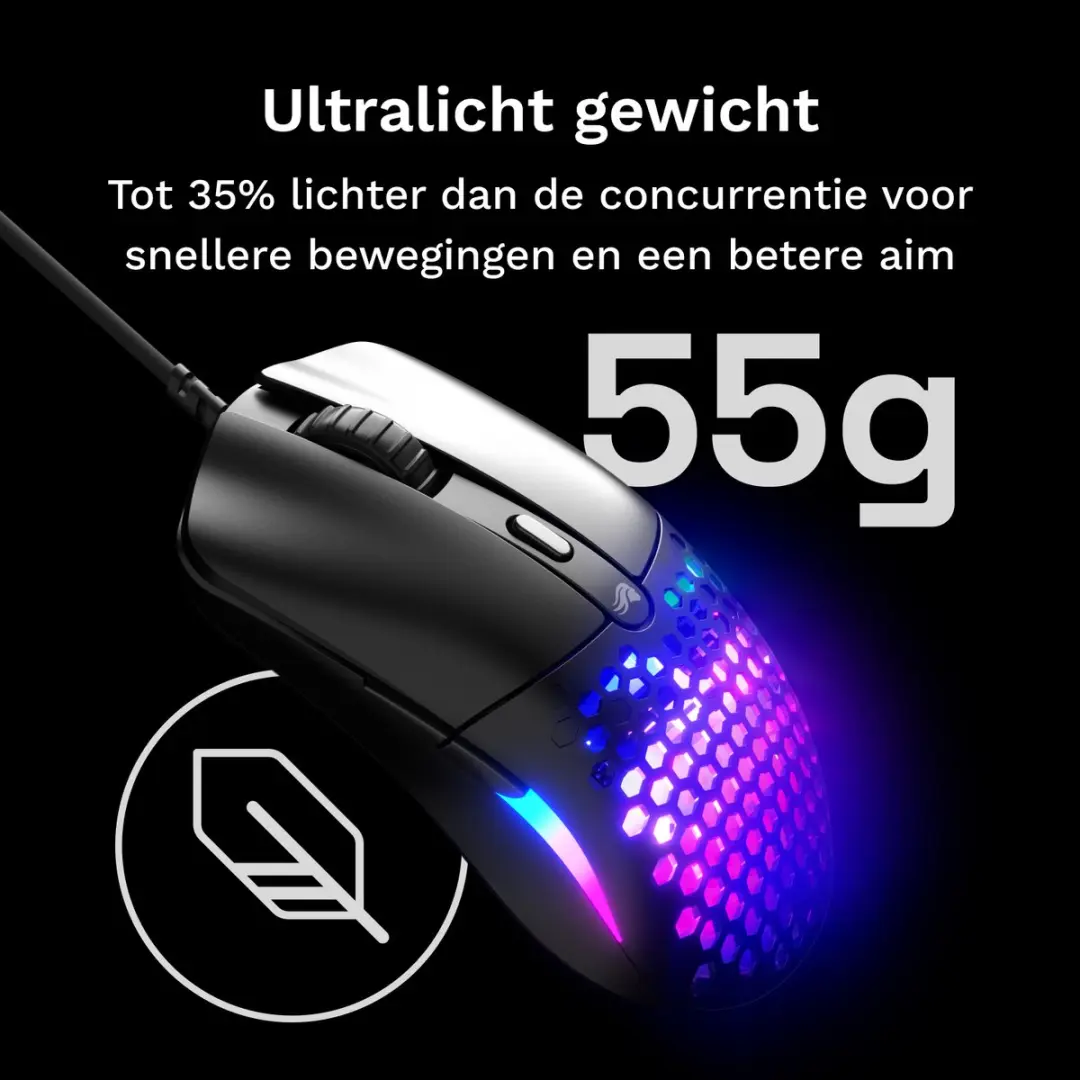 Glorious Model O Eternal GLO-OE-W-BLK Gaming Muis - 12K DPI - 55g - Zwart