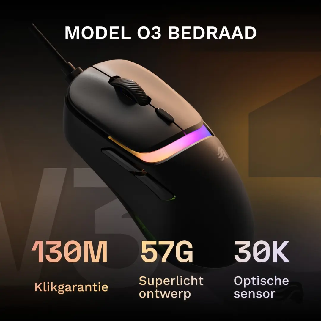 Glorious PC Gaming Race D3 BAMF Gamingmuis - Zwart