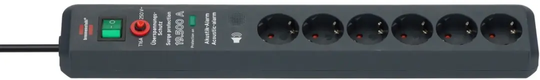 Brennenstuhl Secure-Tec 19.500A Stekkerdoos 6-voudig