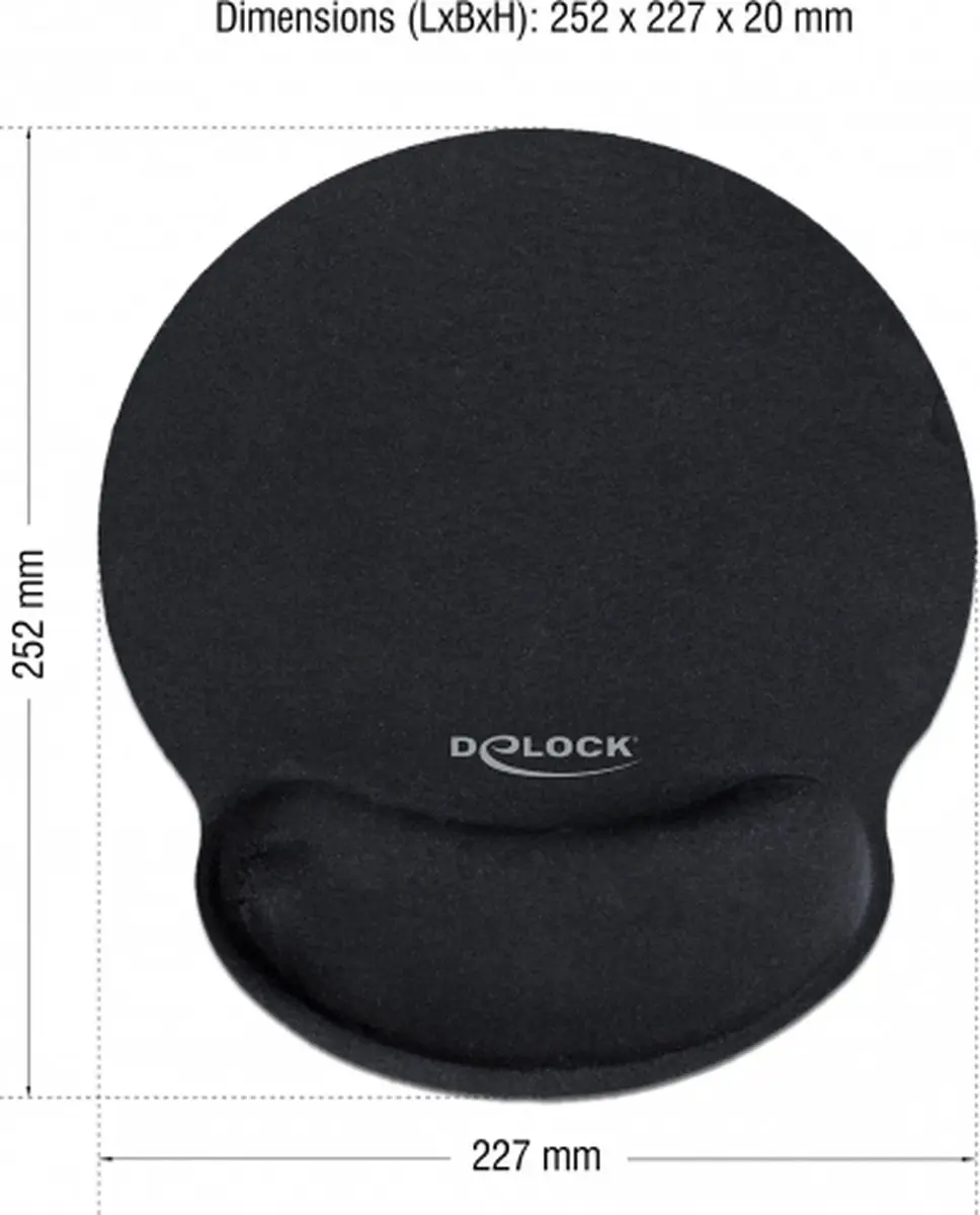 Delock 12559 Muismat met polssteun - Zwart