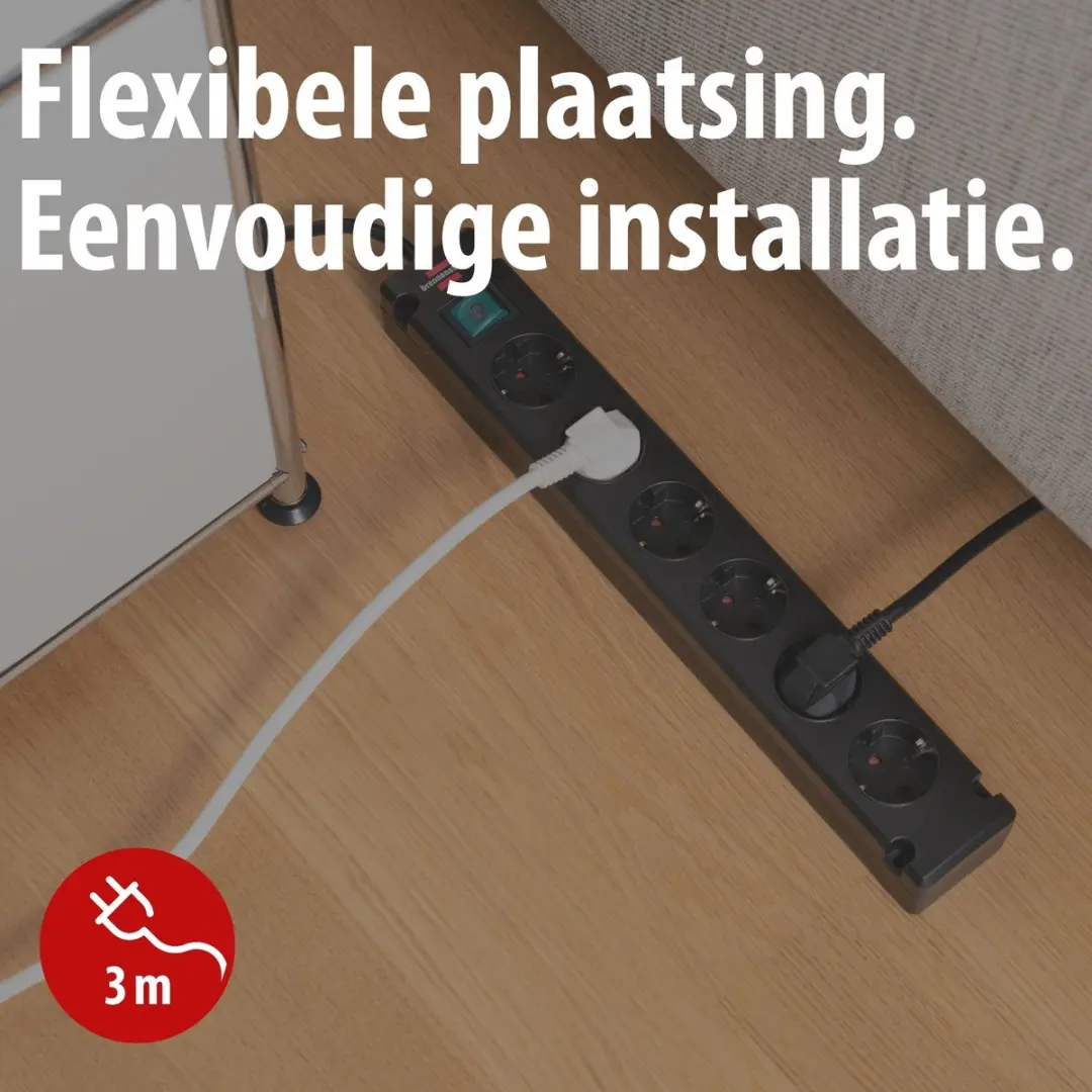 Brennenstuhl Bremounta Stekkerdoos 6-voudig - 3500W - Wandmontage - Zwart