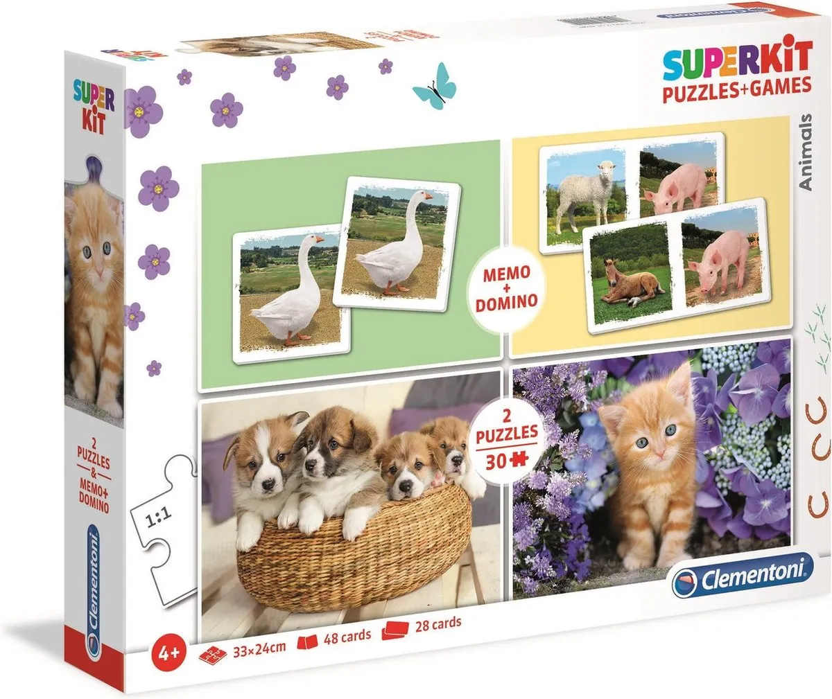 Clementoni Puzzel Superkit Animals 4-in-1 60 Stuks - Multicolor - afbeelding 3 van 3