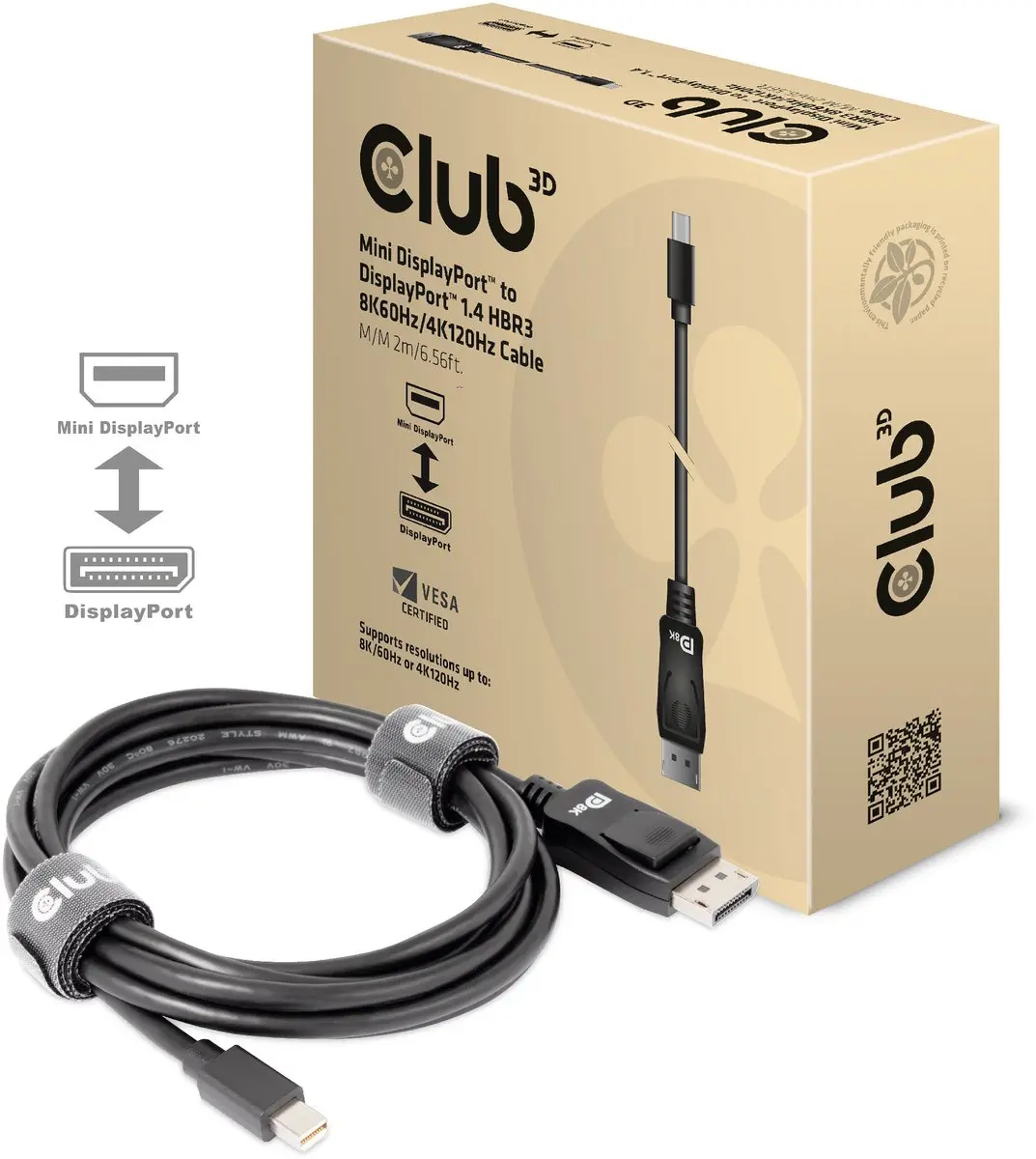Club 3D CAC-1115 Mini DisplayPort naar DisplayPort 1.4 Kabel 2m