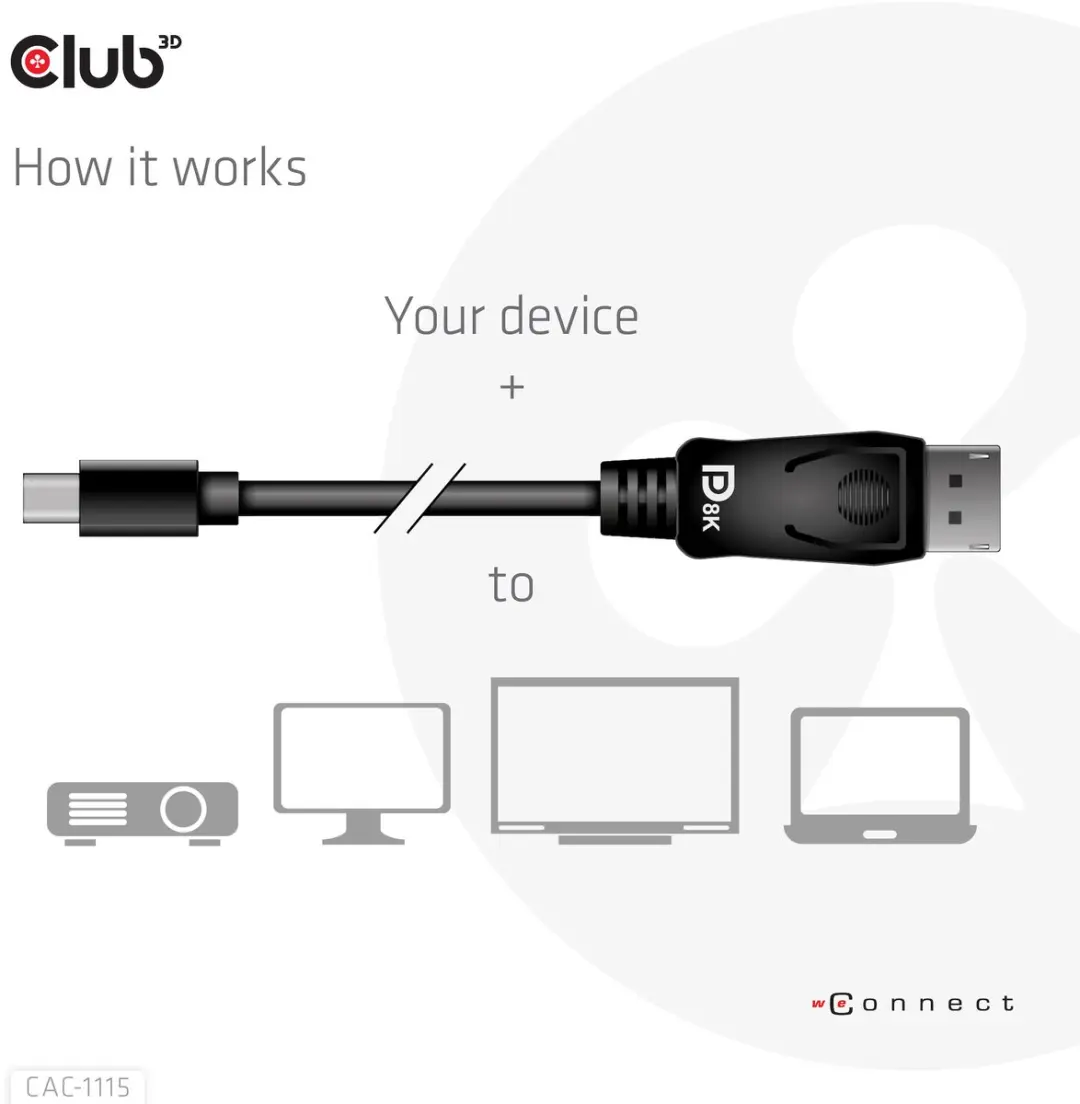 Club 3D CAC-1115 Mini DisplayPort naar DisplayPort 1.4 Kabel 2m - Zwart