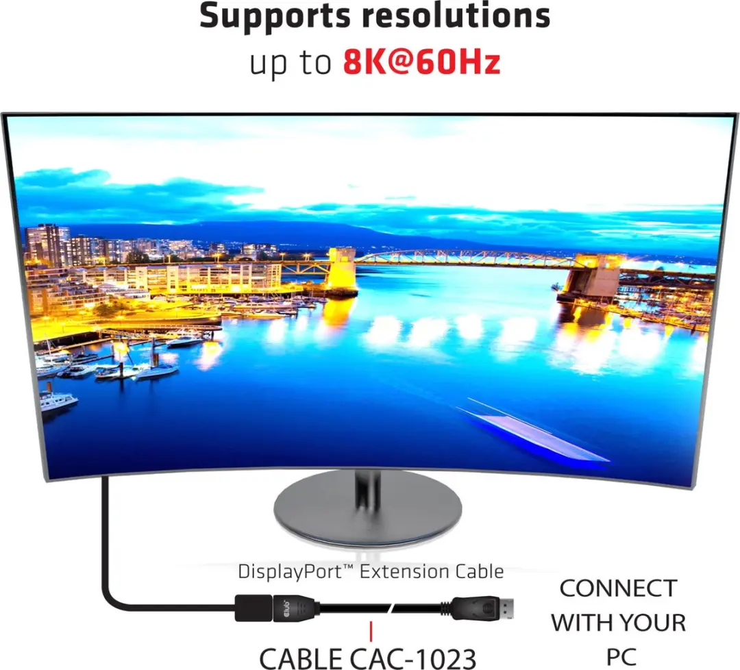 Club3D CAC-1023 DisplayPort Verlengkabel 3.00m