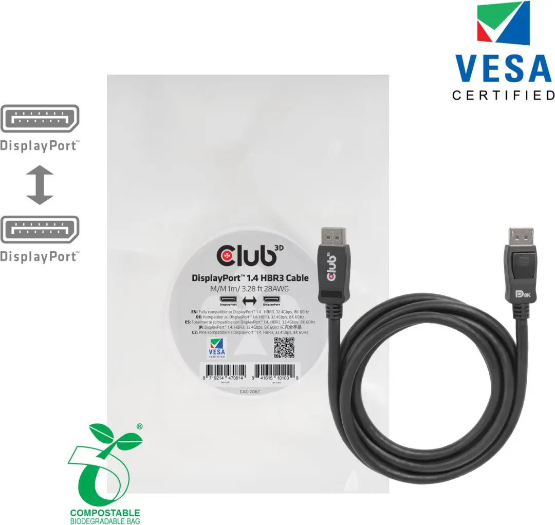 Club 3D DisplayPort 1.4 Kabel 1m