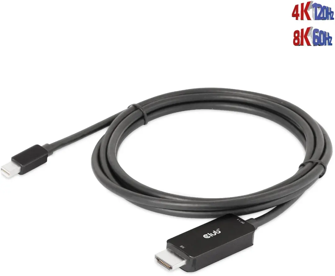 Club 3D MiniDisplayPort 1.4 naar HDMI 4K120Hz Kabel 1.8m - Zwart