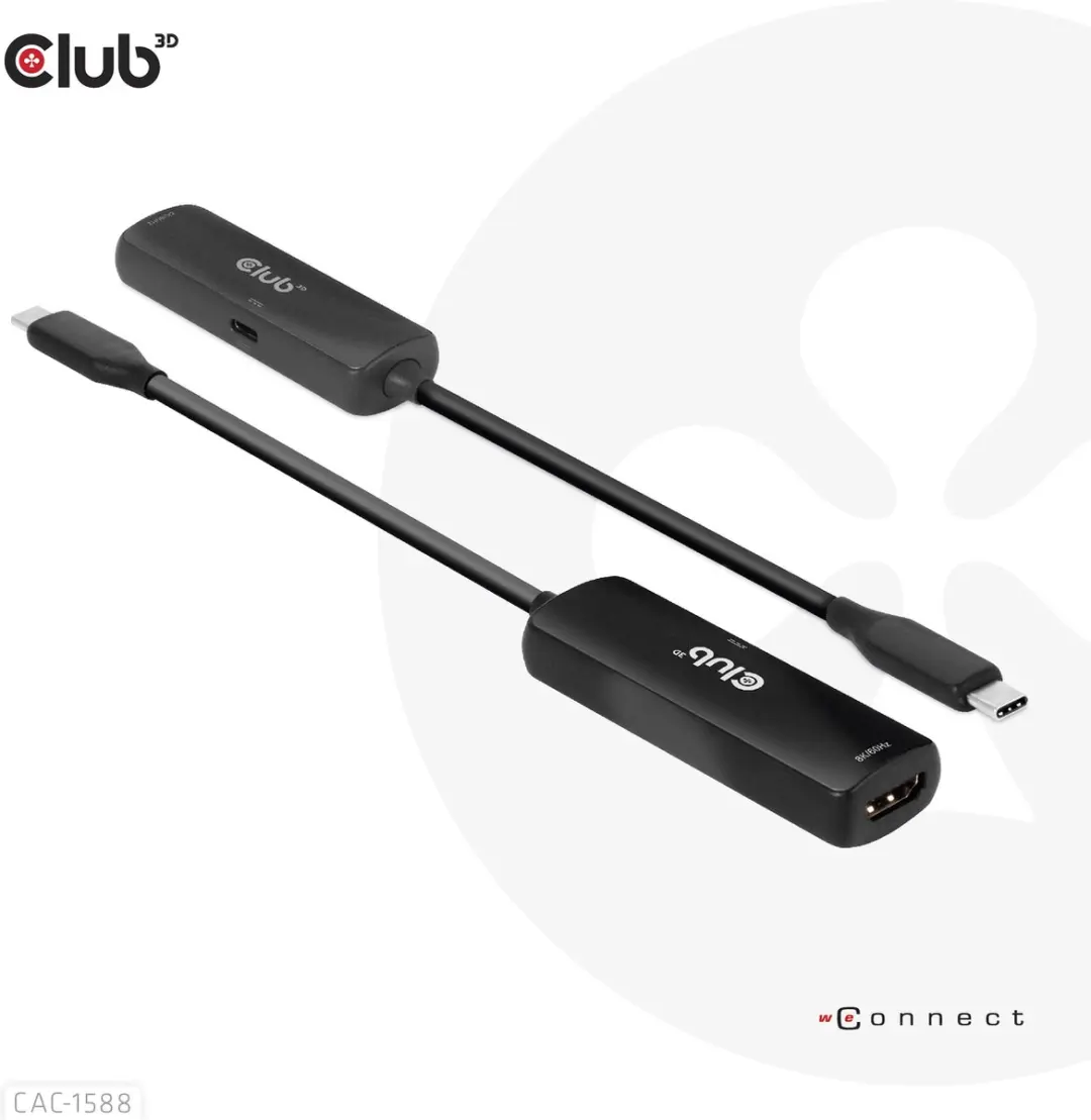 CLUB3D CAC-1588 USB-C naar HDMI Adapter - 8K60Hz/4K120Hz - Zwart