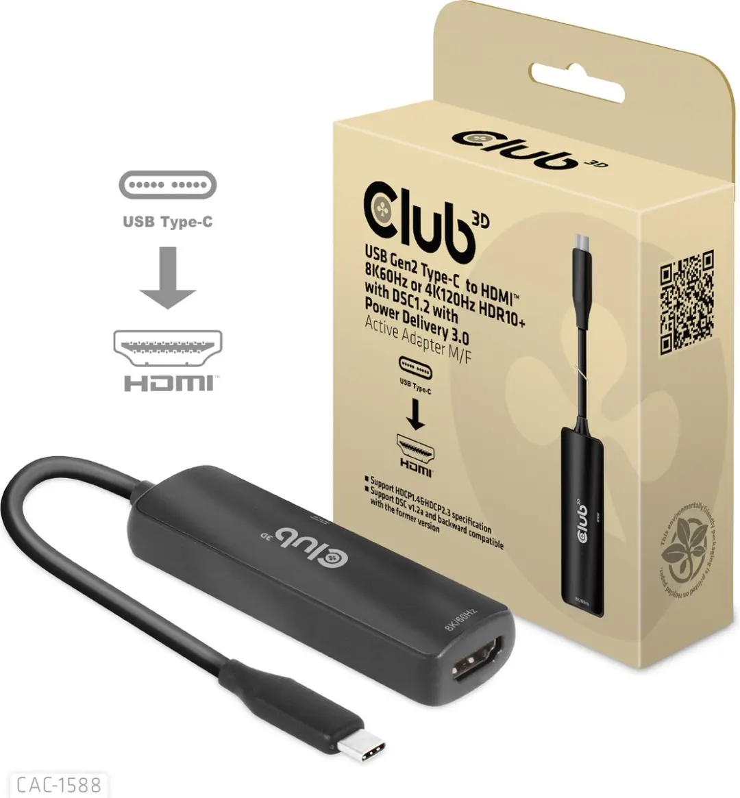 CLUB3D CAC-1588 USB-C naar HDMI Adapter