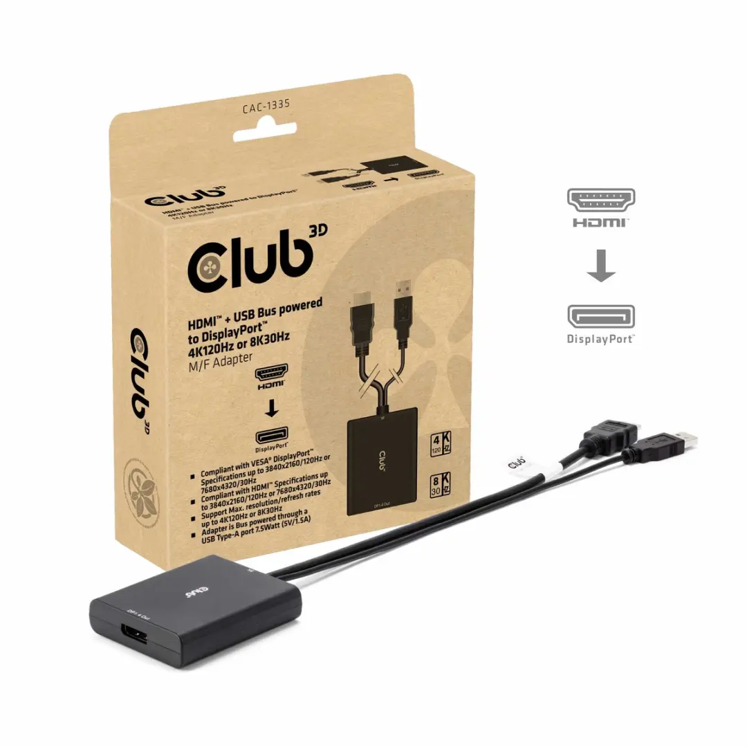 Club 3D CAC-1335 HDMI naar DisplayPort Adapter