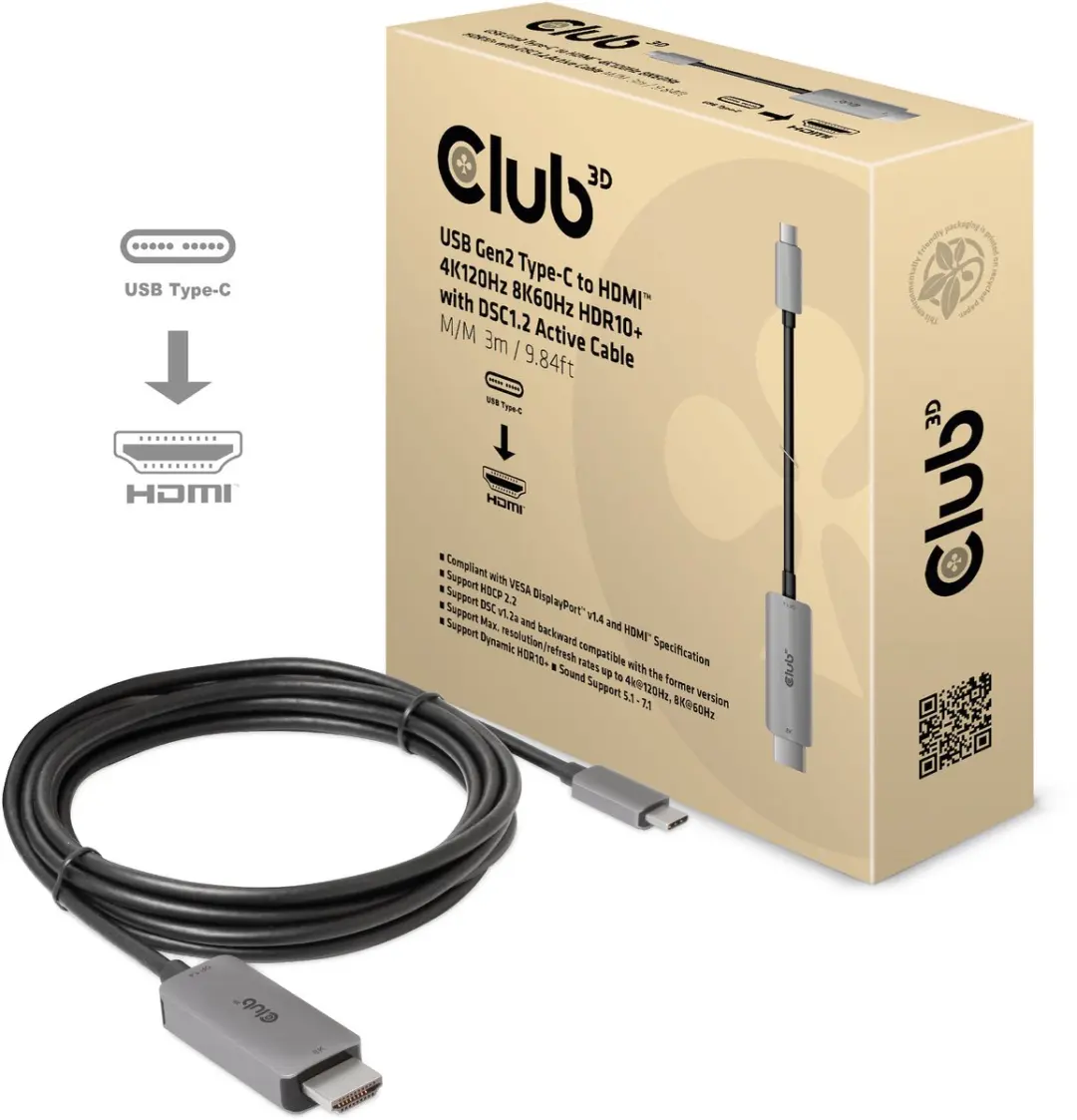 Club3D CAC 1587 USB-C naar HDMI Kabel 3m