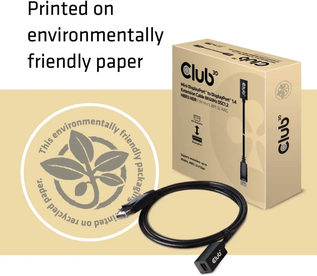 Club3D CAC-1120 DisplayPort naar Mini DisplayPort Adapterkabel - Zwart
