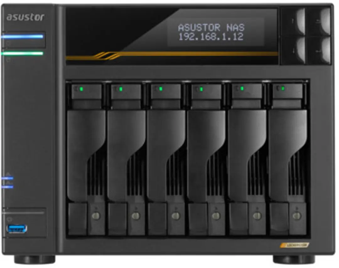 Asustor LOCKERSTOR 6 Gen3 AS6806T NAS - 6 Sloten - AMD Ryzen V3C14 - Zwart