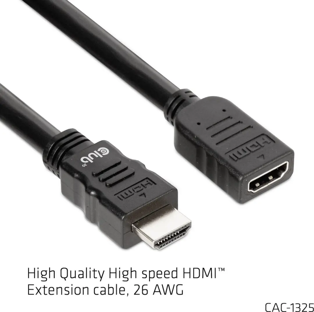 Club3D High Speed HDMI Verlengkabel 4K60Hz M/F 5m - 26 AWG - Zwart