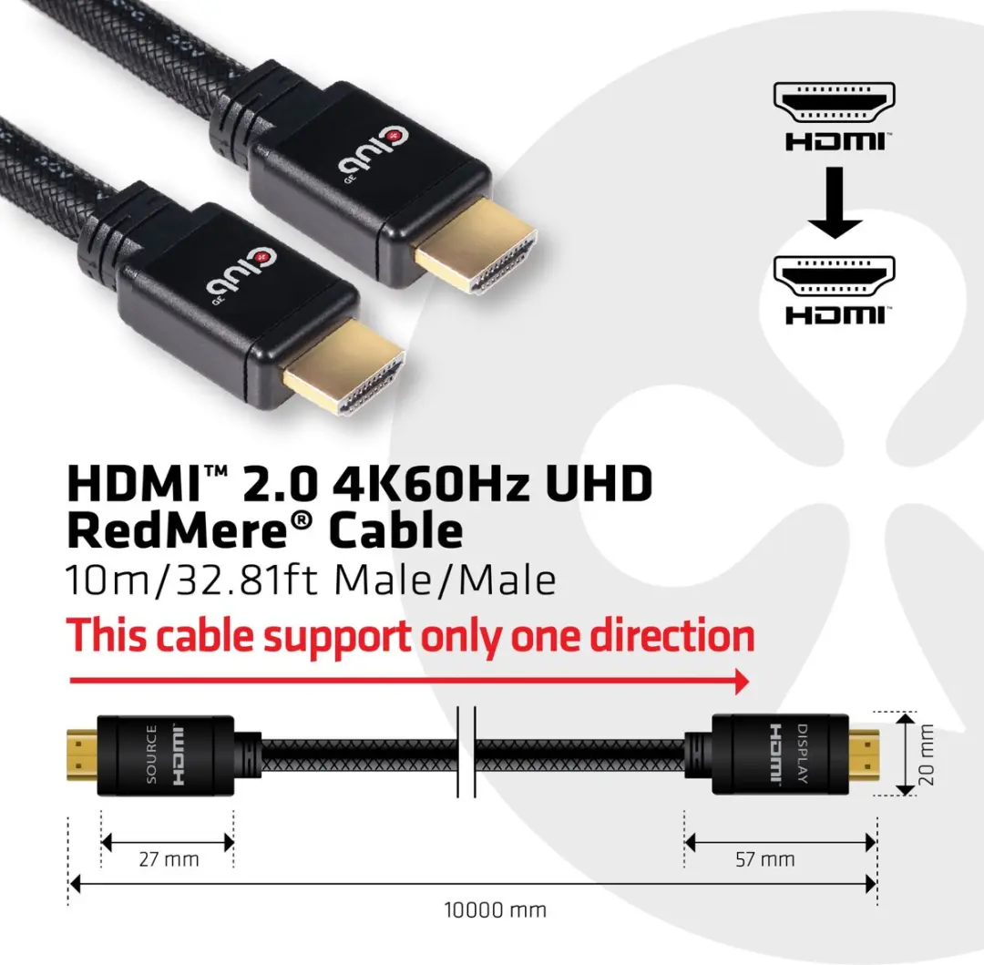 Club 3D HDMI 2.0 Kabel 4K60Hz 10m - Zwart
