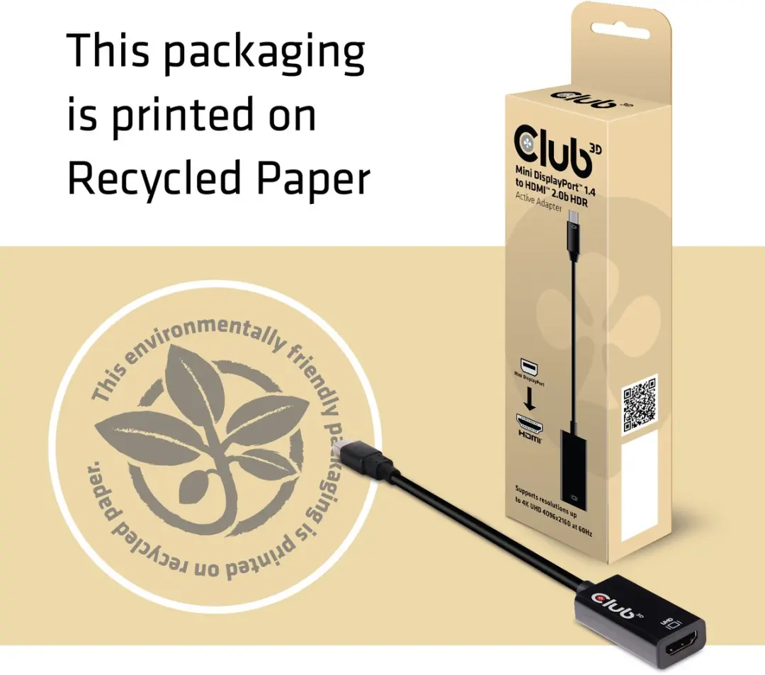 Club3D CAC-1180 Mini DisplayPort naar HDMI 2.0b Kabel - Zwart