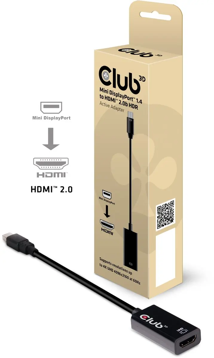 Club3D CAC-1180 Mini DisplayPort naar HDMI 2.0b Kabel