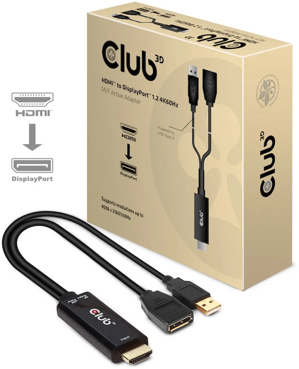 Club 3D CAC-1331 HDMI naar DisplayPort Adapter 4K60Hz