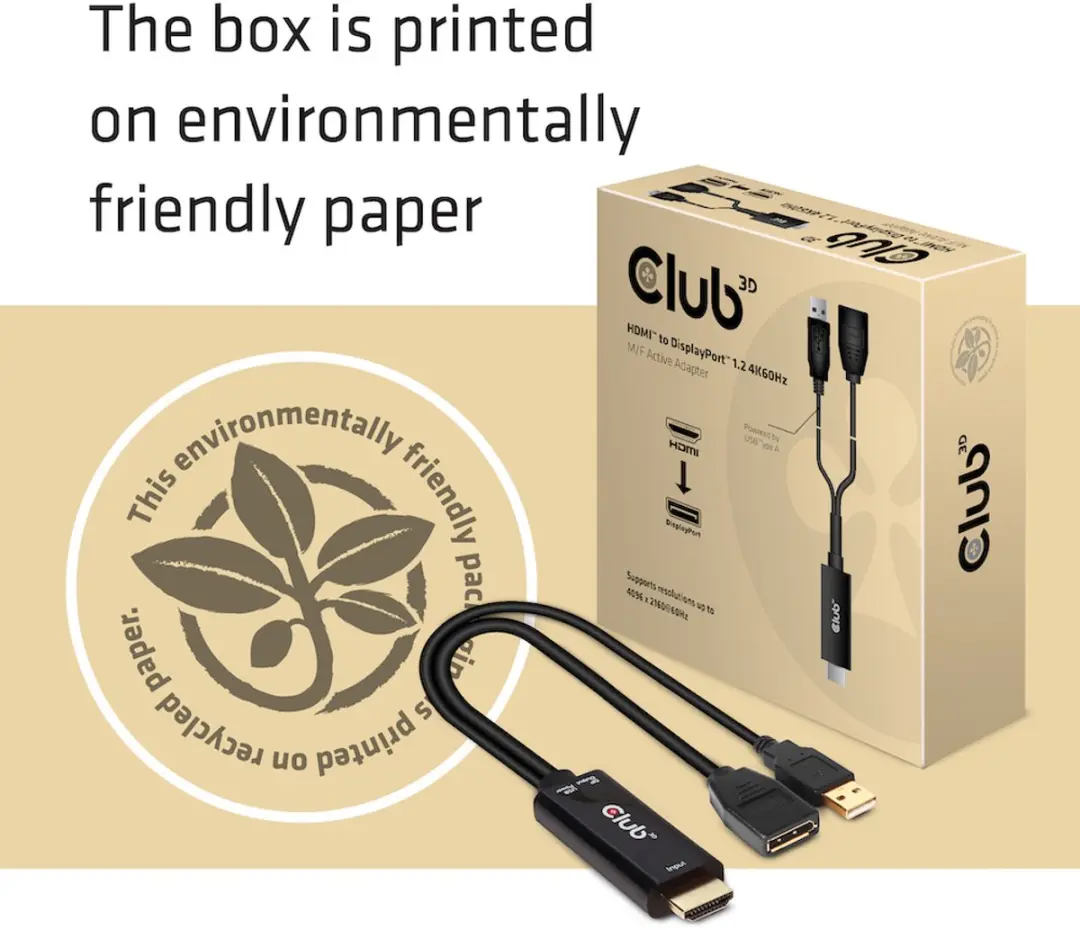 Club 3D CAC-1331 HDMI naar DisplayPort Adapter 4K60Hz - Zwart - afbeelding 6 van 6