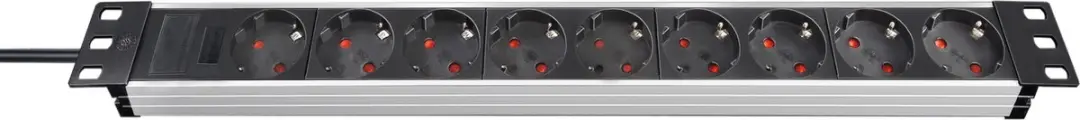 Brennenstuhl 9-voudig 2m H05VV-F 3G1,5 Stekkerdoos - 3680W - Zilver/Zwart
