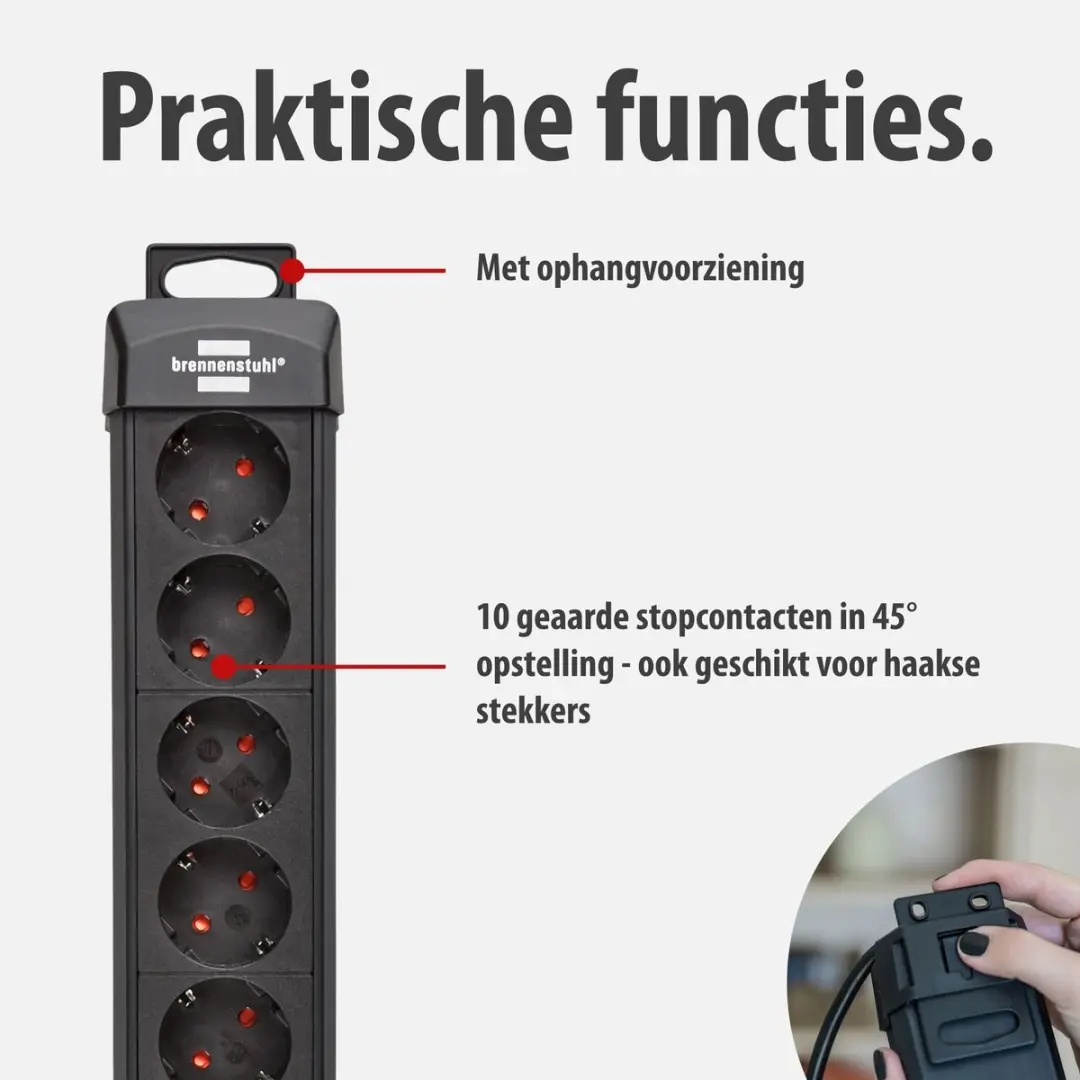 Brennenstuhl Premium-Line 10-voudige stekkerdoos - 3500W - 3m kabel - Zwart