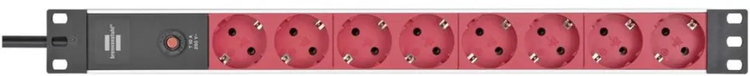 Brennenstuhl Alu-Line 19" Contactdoosstrook 8-voudig - 2m - Zilver/Rood