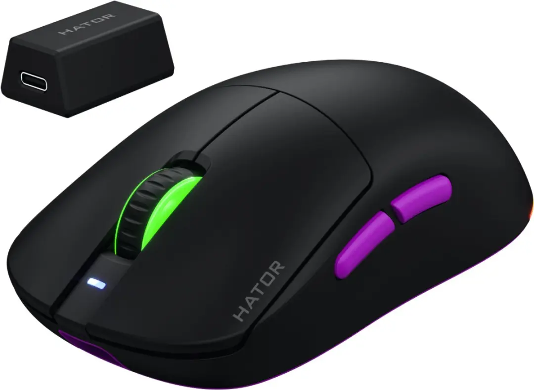 HATOR Quasar 3 Ultra 8K HTM770 Gaming Muis - Ambidextrous - 30.000 DPI - Zwart/Violet