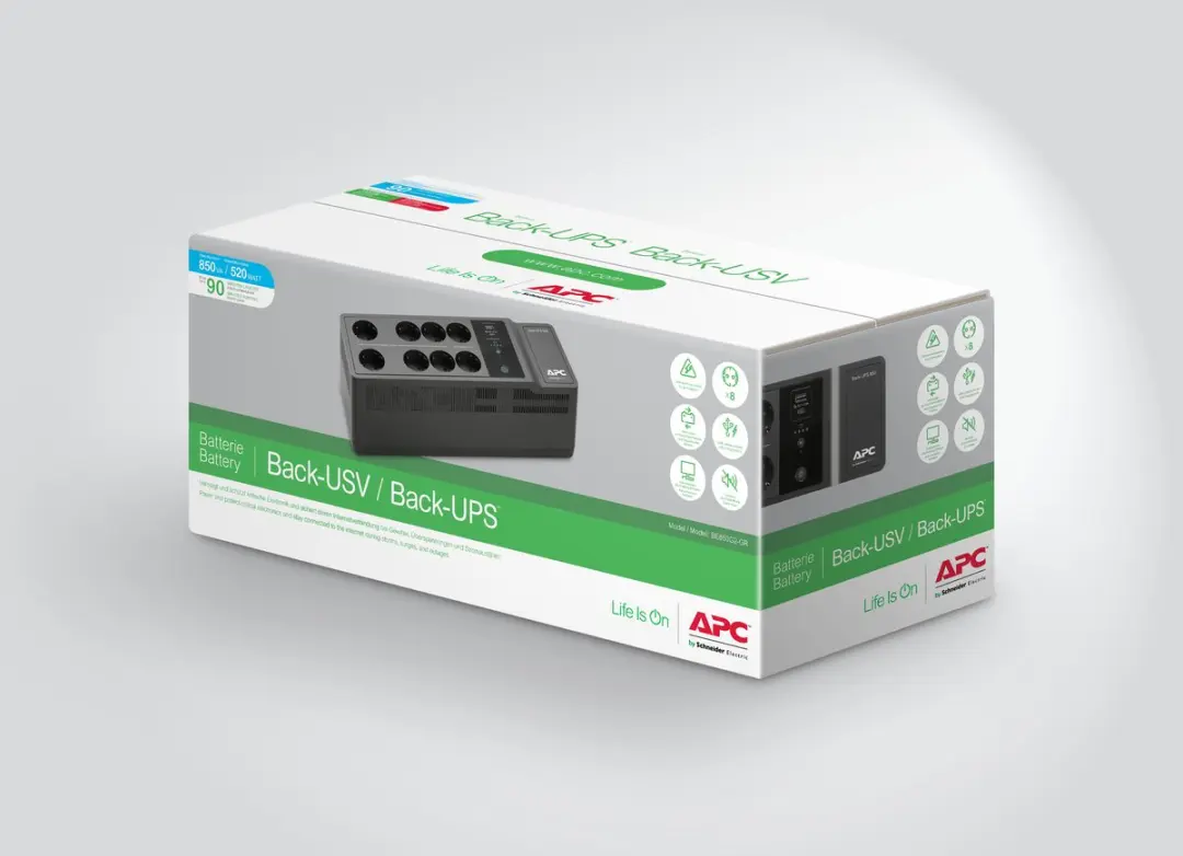 APC Back-UPS BE850G2-GR Noodstroomvoeding 850VA - 8 Stopcontacten - Zwart