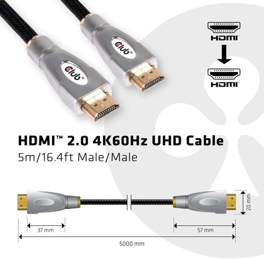 Club 3D HDMI 2.0 Kabel 4K60Hz 5m - Zwart