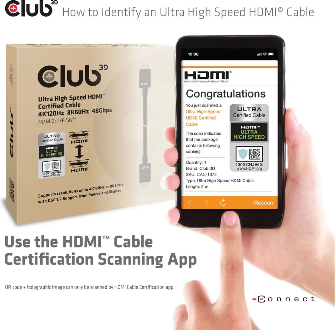 Club-3D HDMI-kabel 1.5M CAC-1370 - Zwart