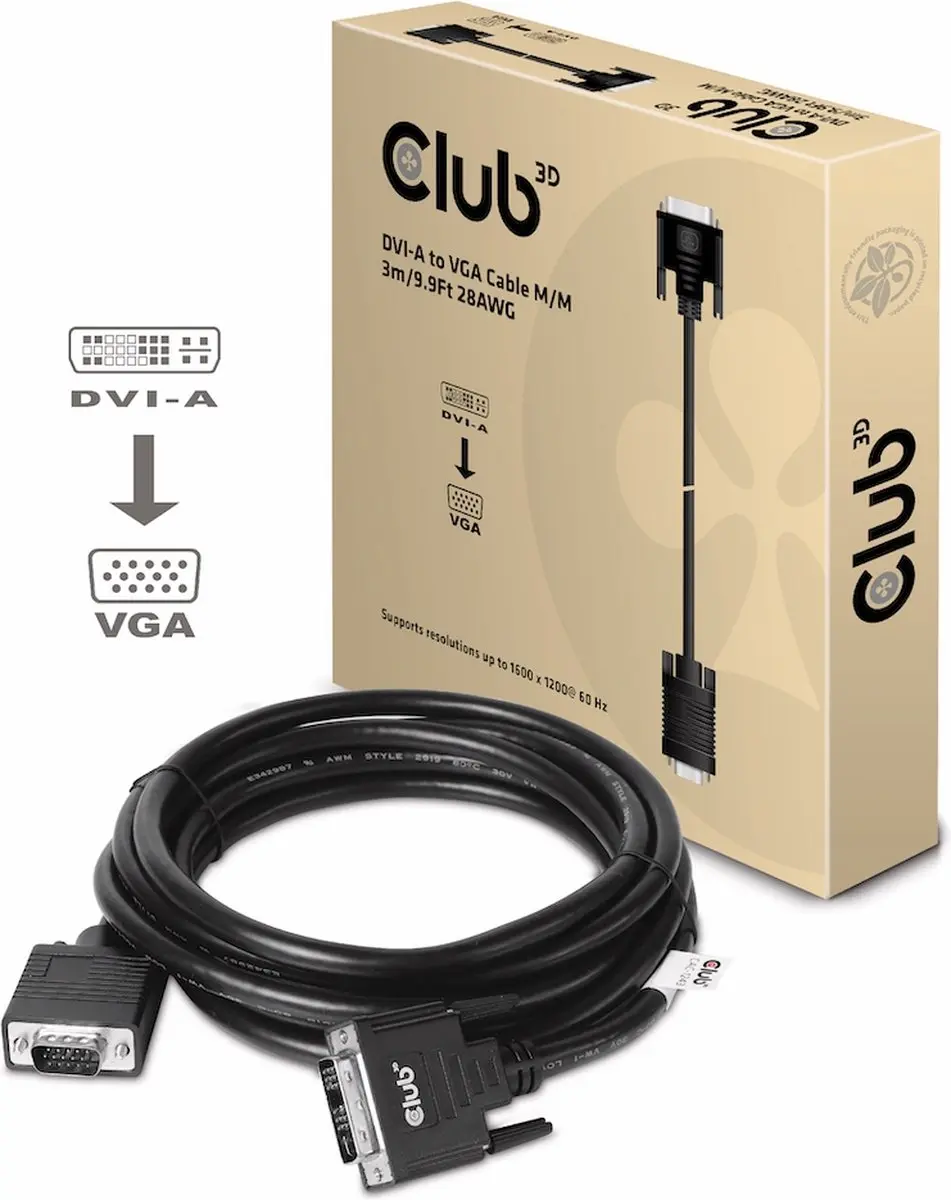 Club3D DVI-A naar VGA Kabel 3m