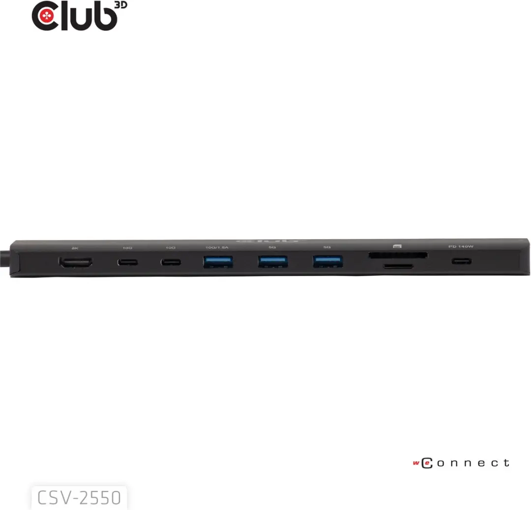 Club3D CSV-2550 USB-C Dock 10Gbps HDMI 8K30Hz - 140W - Zwart