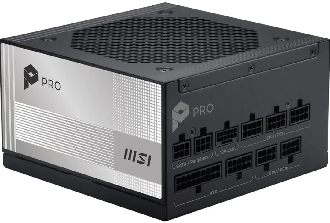 MSI PRO A850PL PCIE5 ATX Voeding 850W - 80 Plus Platinum - Zwart