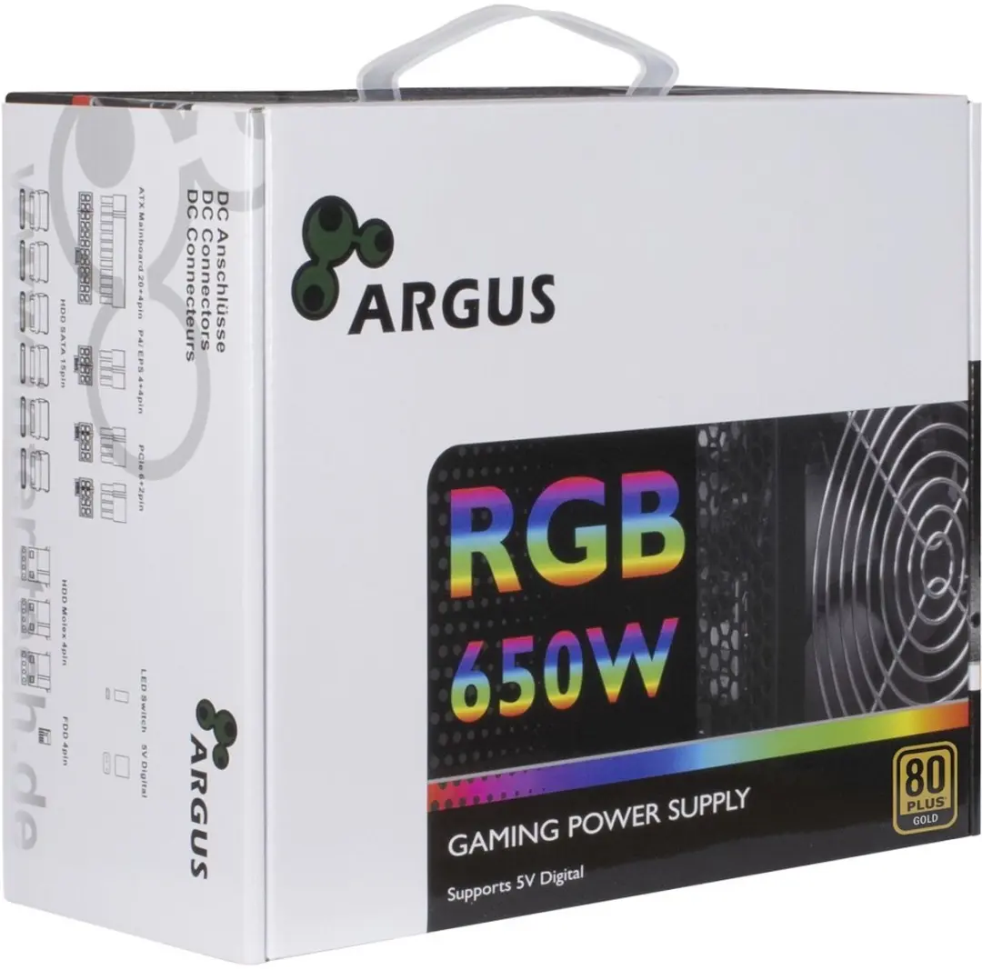 Inter-Tech Argus RGB-650W CM II Voeding - 650W - Zwart