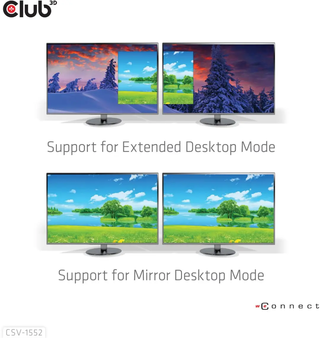 Club 3D CSV-1552 MST Hub USB-C - DisplayPort + HDMI 4K60Hz - Zwart