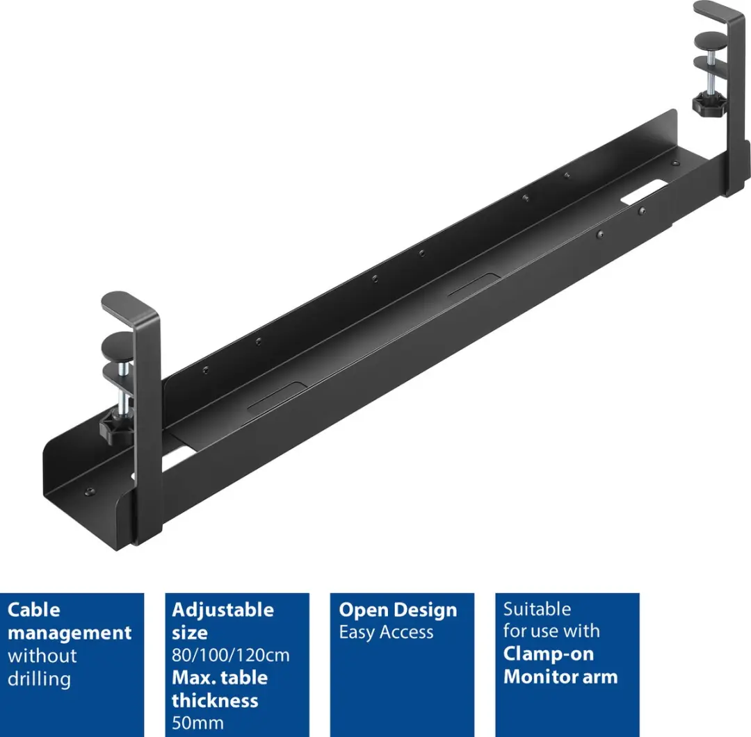 ACT AC8376 Verstelbare Kabelgoot - 80/100/120cm - Zwart