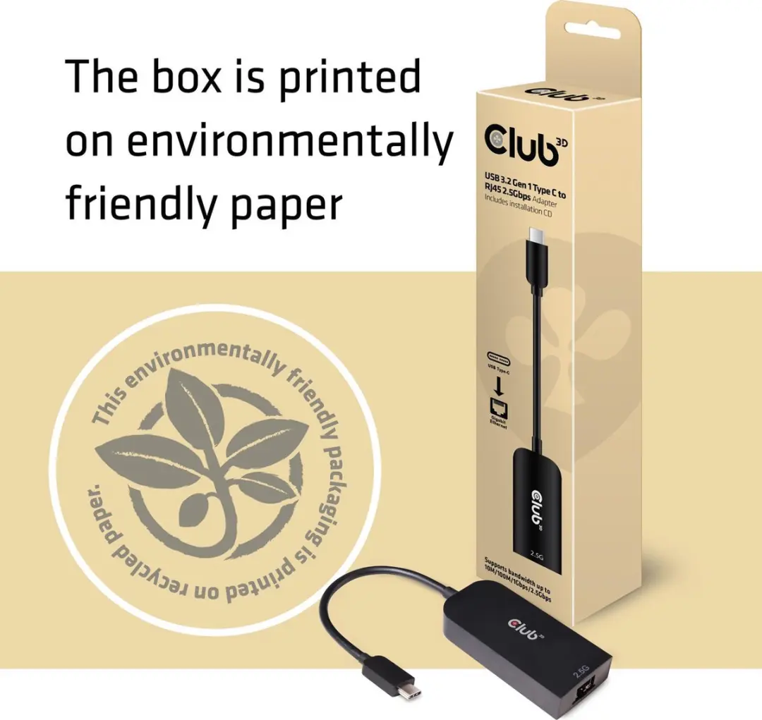Club3D CAC-1520 USB-C naar RJ45 Ethernet 2.5G Adapter