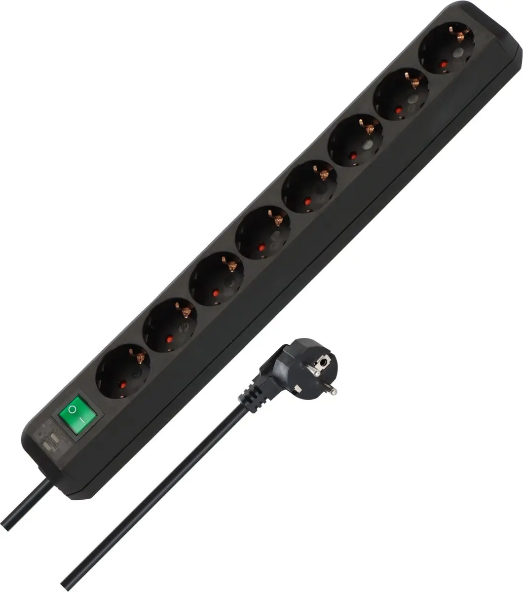 Brennenstuhl Eco-Line 8-voudig Stekkerdoos 3500W - Zwart