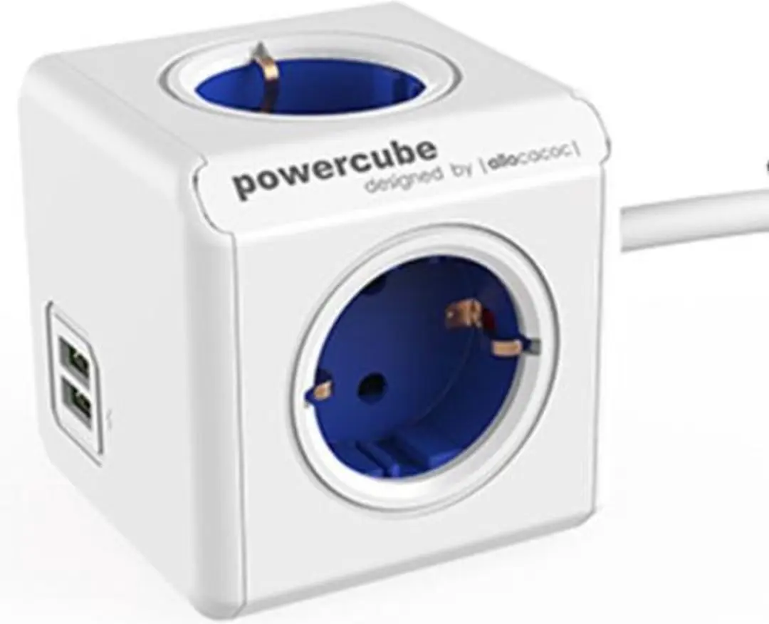 Allocacoc PowerCube Extended USB DE Blauw