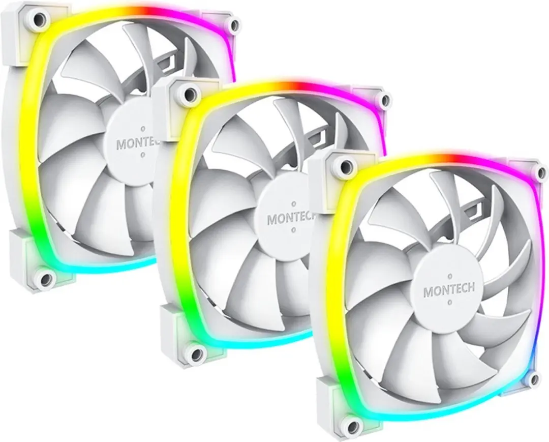 Montech AX120 PWM White Ventilatorhuis - 3 Stuks - 120mm - ARGB Wit