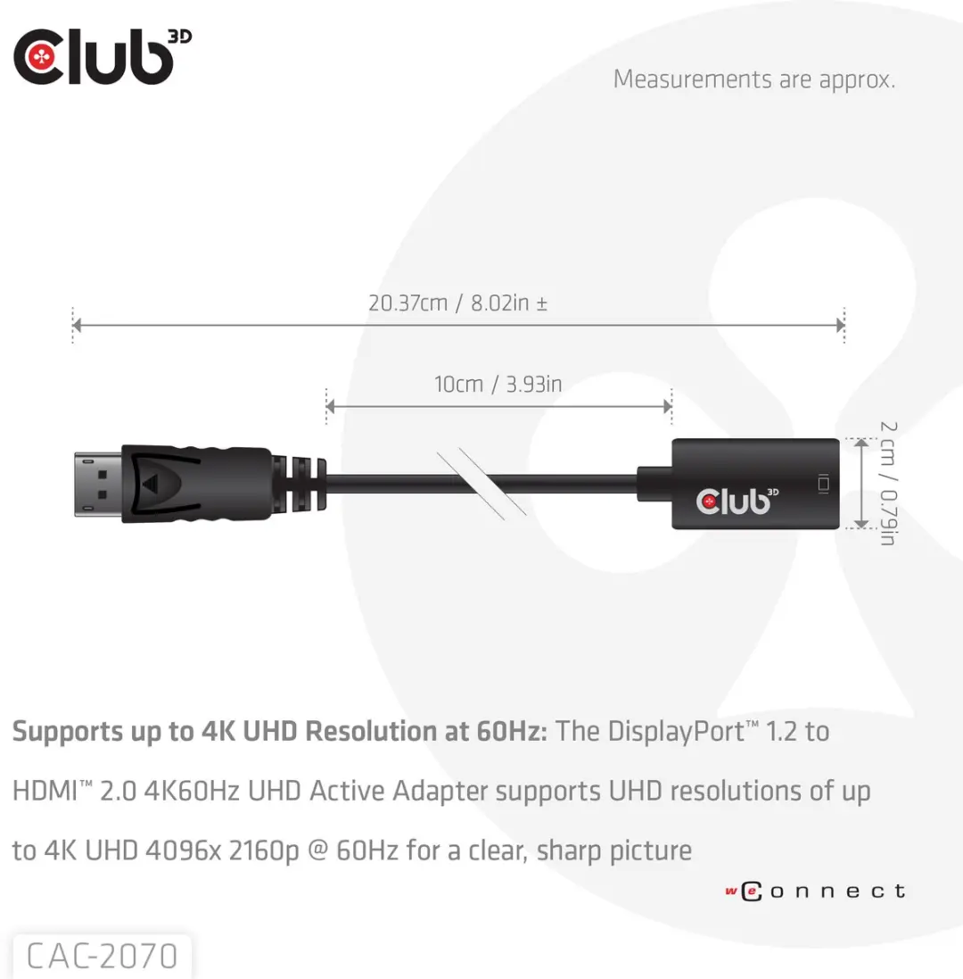 Club 3D CAC-2070 DisplayPort naar HDMI 2.0 Adapter - Zwart