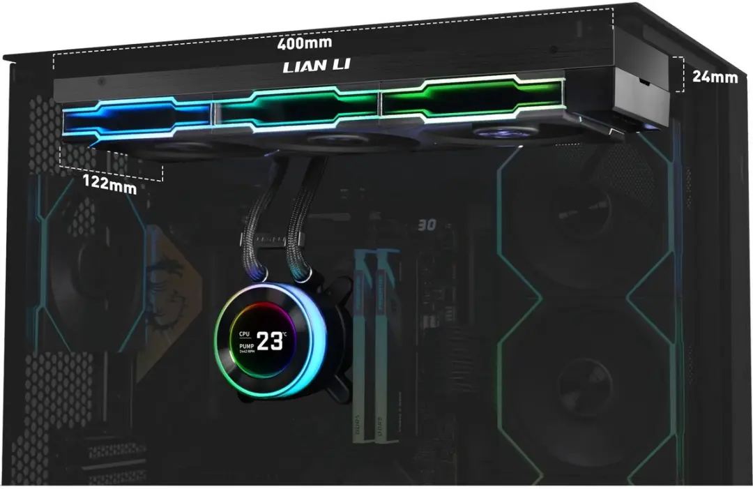 Lian Li Hydroshift II LCD-C 360TL Koelset - 3x 120mm - Zwart